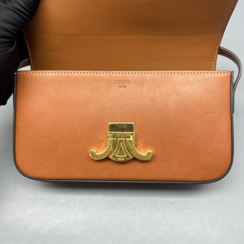 Celine Triomphe Medium Tilly Triomphe Shoulder Bag Calfskin Tan