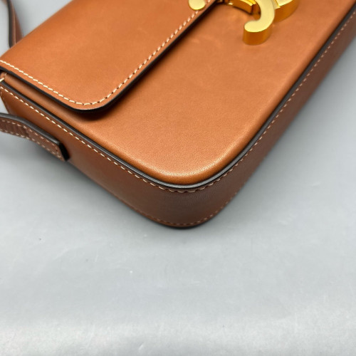 Celine Triomphe Medium Tilly Triomphe Shoulder Bag Calfskin Tan
