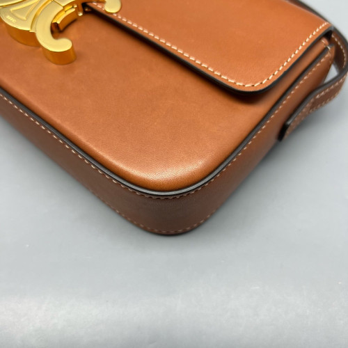 Celine Triomphe Medium Tilly Triomphe Shoulder Bag Calfskin Tan