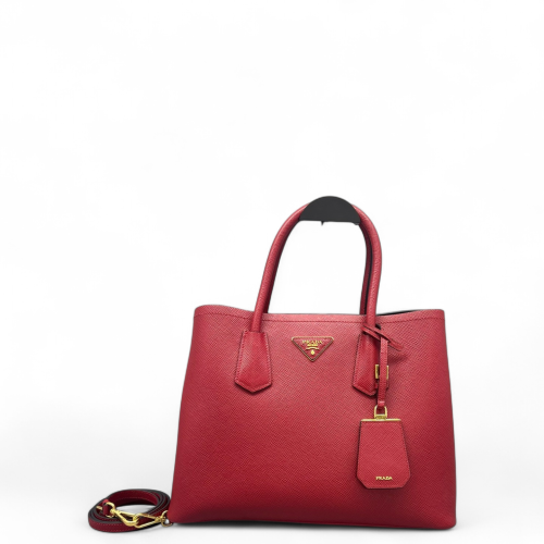 Prada Medium Double Bag Saffiano Calfskin Red