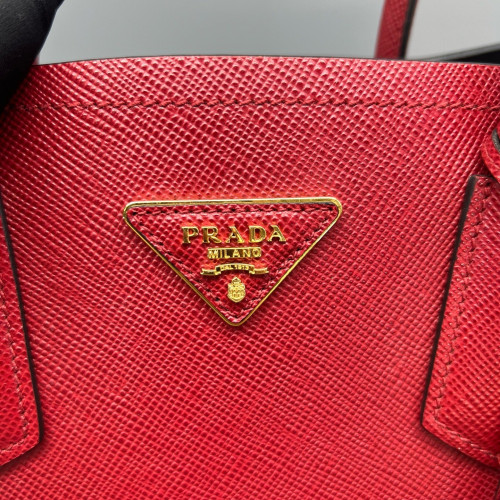 Prada Medium Double Bag Saffiano Calfskin Red