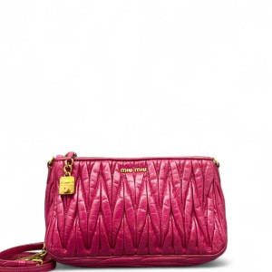 Miu Miu Crossbody Bag Crumpled Lambskin Fuchsia