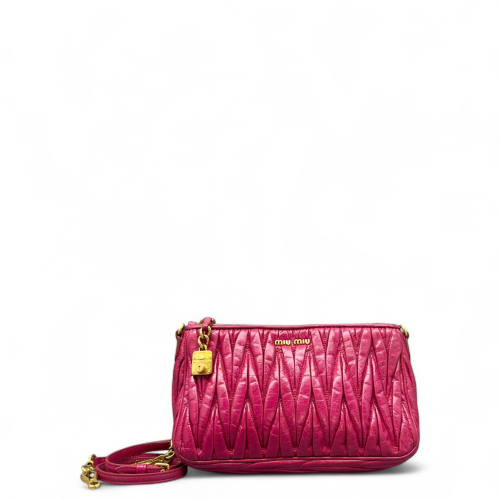 Miu Miu Crossbody Bag Crumpled Lambskin Fuchsia