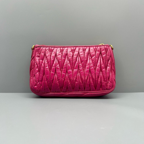 Miu Miu Crossbody Bag Crumpled Lambskin Fuchsia