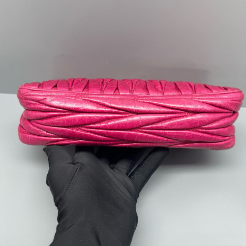 Miu Miu Crossbody Bag Crumpled Lambskin Fuchsia