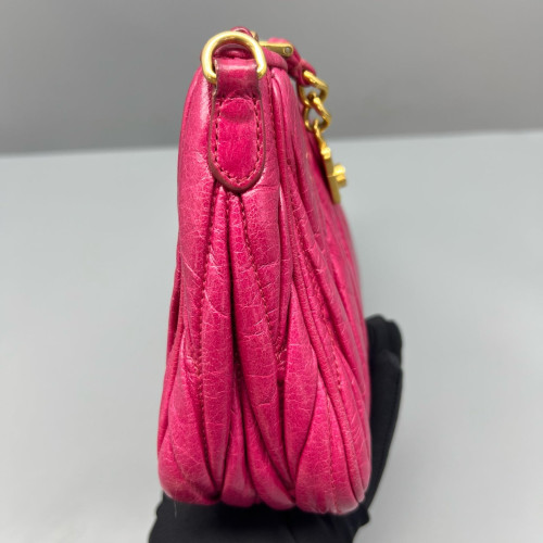 Miu Miu Crossbody Bag Crumpled Lambskin Fuchsia