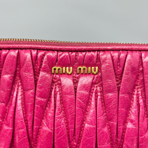 Miu Miu Crossbody Bag Crumpled Lambskin Fuchsia