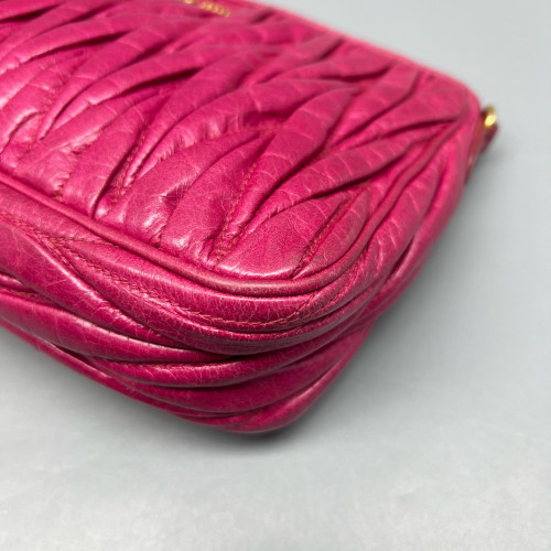 Miu Miu Crossbody Bag Crumpled Lambskin Fuchsia