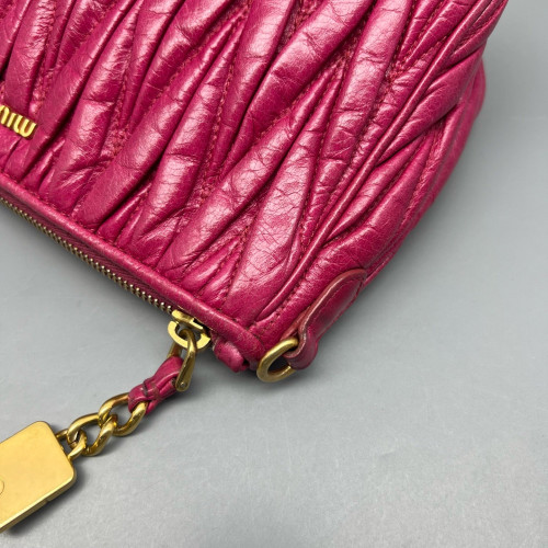 Miu Miu Crossbody Bag Crumpled Lambskin Fuchsia