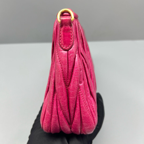 Miu Miu Crossbody Bag Crumpled Lambskin Fuchsia