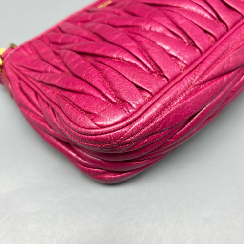 Miu Miu Crossbody Bag Crumpled Lambskin Fuchsia