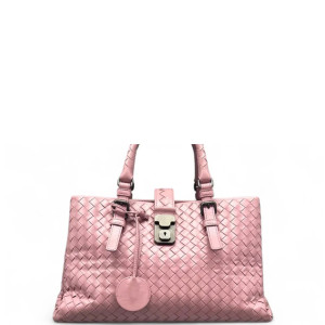 Bottega Veneta Small Roma Tote Bag Calfskin Intrecciato Pale Orchid