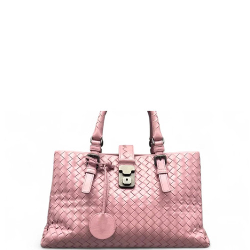 Bottega Veneta Small Roma Tote Bag Calfskin Intrecciato Pale Orchid