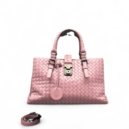 Bottega Veneta Small Roma Tote Bag Calfskin Intrecciato Pale Orchid