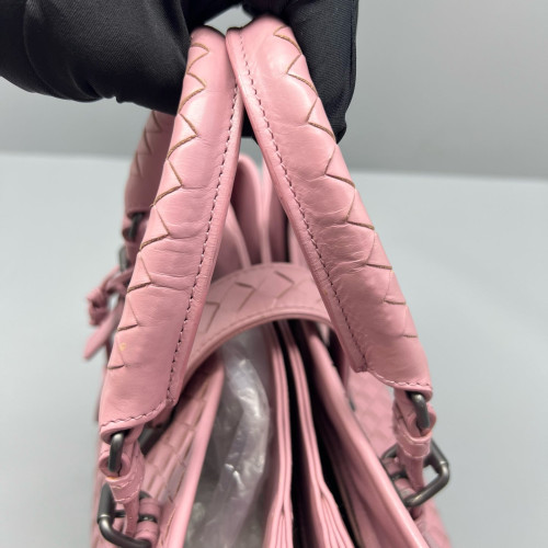 Bottega Veneta Small Roma Tote Bag Calfskin Intrecciato Pale Orchid