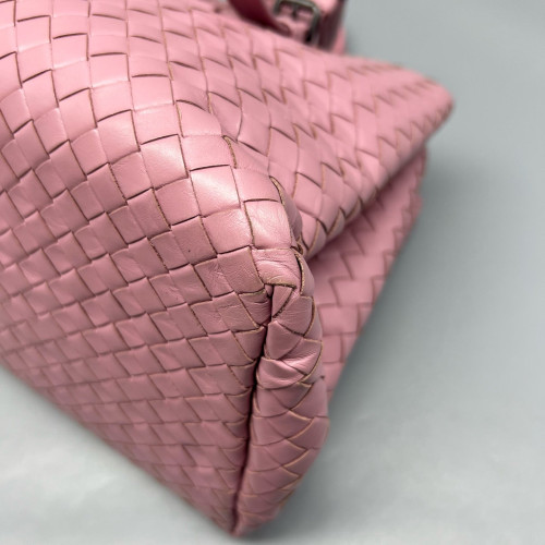 Bottega Veneta Small Roma Tote Bag Calfskin Intrecciato Pale Orchid