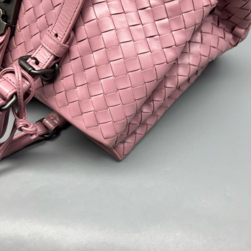 Bottega Veneta Small Roma Tote Bag Calfskin Intrecciato Pale Orchid