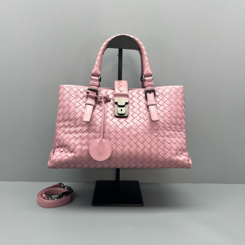 Bottega Veneta Small Roma Tote Bag Calfskin Intrecciato Pale Orchid