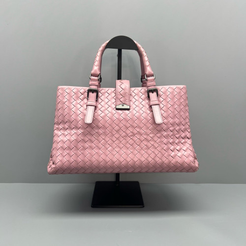Bottega Veneta Small Roma Tote Bag Calfskin Intrecciato Pale Orchid