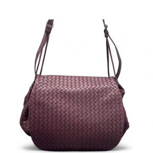 Bottega Veneta Shoulder Bag Calfskin Intrecciato Plum Purple