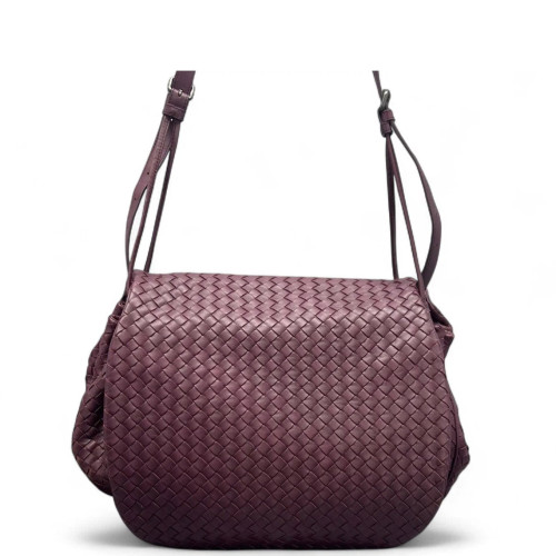 Bottega Veneta Shoulder Bag Calfskin Intrecciato Plum Purple