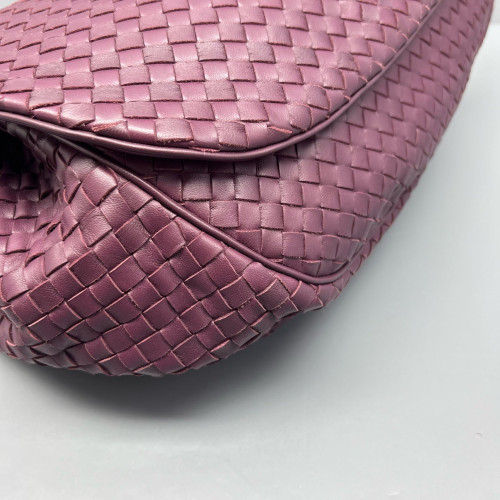 Bottega Veneta Shoulder Bag Calfskin Intrecciato Plum Purple