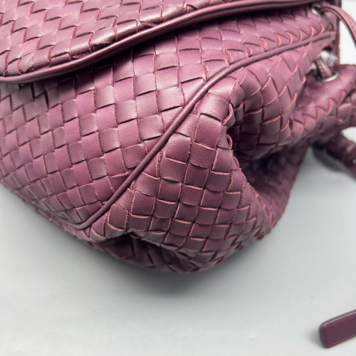 Bottega Veneta Shoulder Bag Calfskin Intrecciato Plum Purple