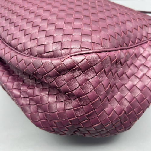 Bottega Veneta Shoulder Bag Calfskin Intrecciato Plum Purple