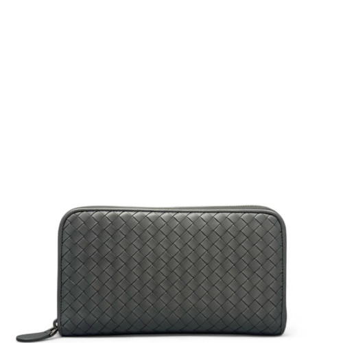 Bottega Veneta Continental Wallet Lambskin Intrecciato Nappa Grey
