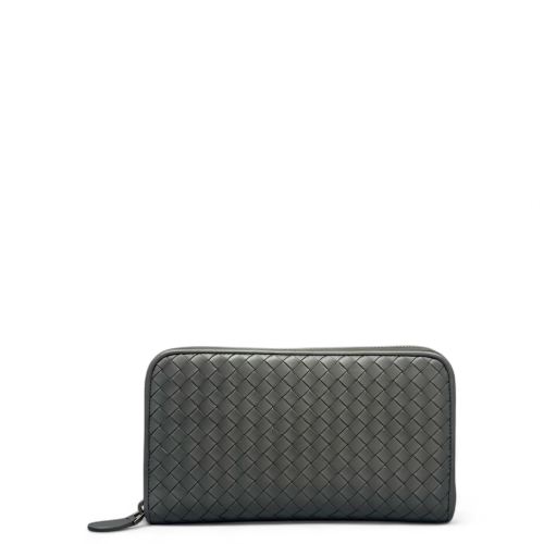 Bottega Veneta Continental Wallet Lambskin Intrecciato Nappa Grey