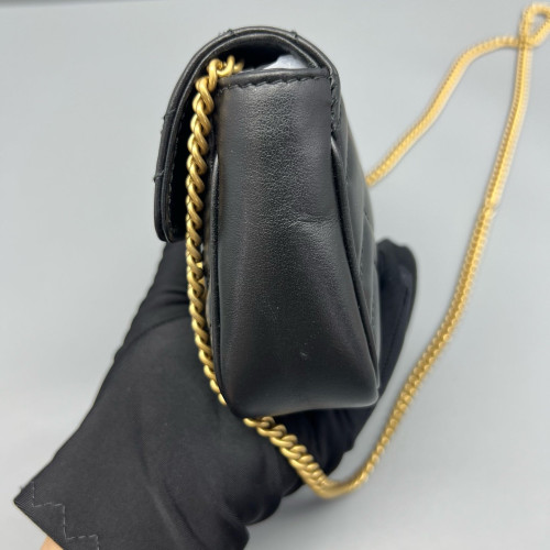 Gucci Chevron Super Mini GG Marmont Calfskin Black