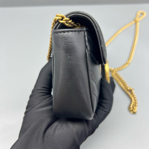 Gucci Chevron Super Mini GG Marmont Calfskin Black