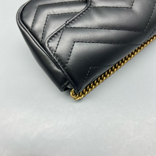 Gucci Chevron Super Mini GG Marmont Calfskin Black