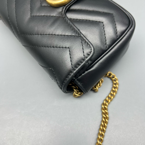 Gucci Chevron Super Mini GG Marmont Calfskin Black