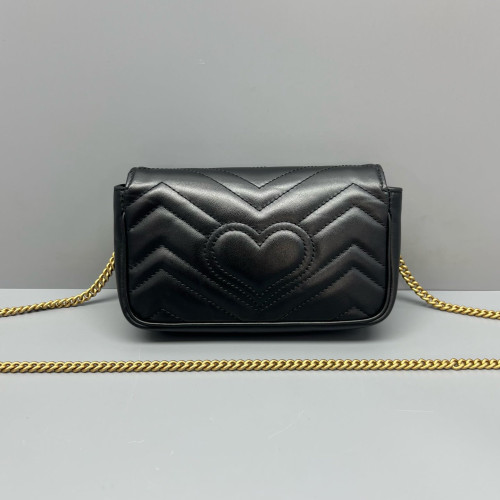 Gucci Chevron Super Mini GG Marmont Calfskin Black