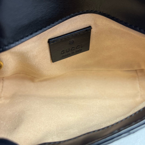 Gucci Chevron Super Mini GG Marmont Calfskin Black