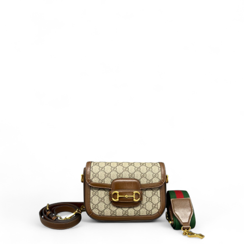Gucci Mini Horsebit 1955 GG Supreme Monogram Tan Beige