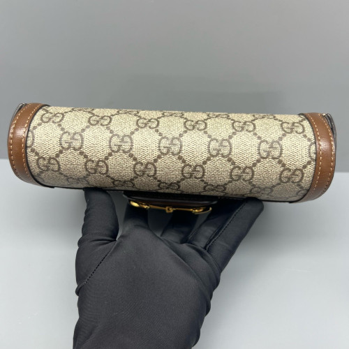 Gucci Mini Horsebit 1955 GG Supreme Monogram Tan Beige