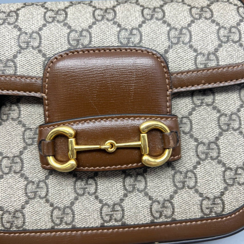 Gucci Mini Horsebit 1955 GG Supreme Monogram Tan Beige