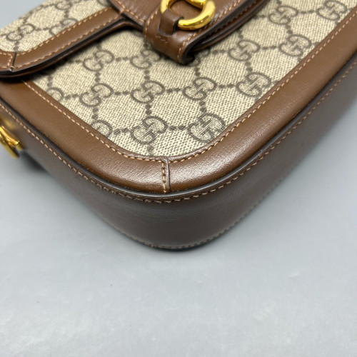 Gucci Mini Horsebit 1955 GG Supreme Monogram Tan Beige
