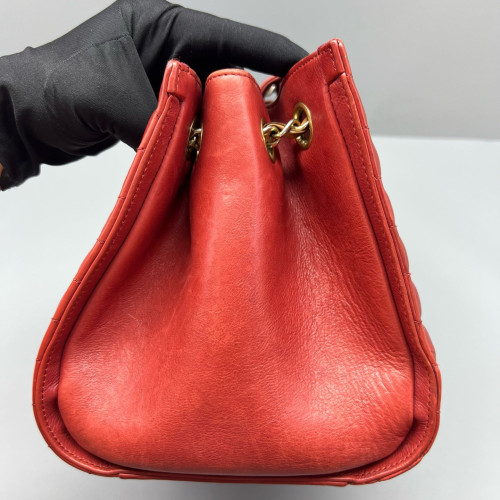 Chanel Chevron Tote Bag Aged Calfskin Red