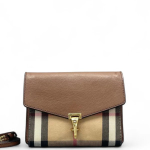 Burberry Small Macken Crossbody Bag Calfskin House Check Brown Beige Black