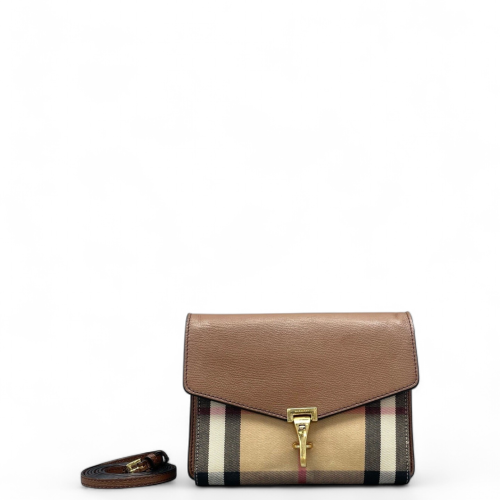 Burberry Small Macken Crossbody Bag Calfskin House Check Brown Beige Black