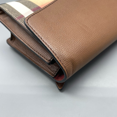 Burberry Small Macken Crossbody Bag Calfskin House Check Brown Beige Black