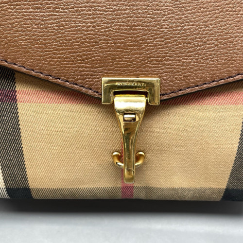 Burberry Small Macken Crossbody Bag Calfskin House Check Brown Beige Black