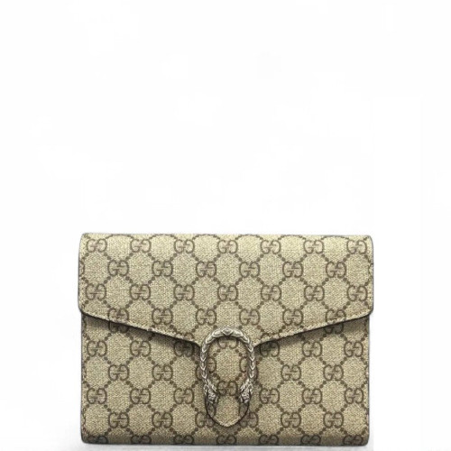 Gucci Mini Dionysus Chain Wallet GG Monogram Beige Brown Gucci Mini Dionysus Chain Wallet GG Monogram Beige Brown