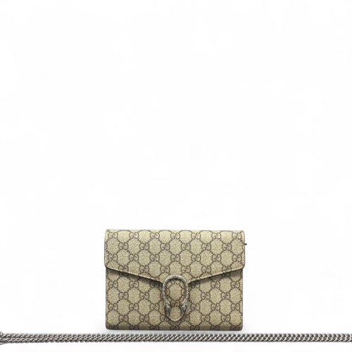 Gucci Mini Dionysus Chain Wallet GG Monogram Beige Brown Gucci Mini Dionysus Chain Wallet GG Monogram Beige Brown