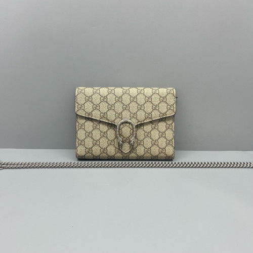 Gucci Mini Dionysus Chain Wallet GG Monogram Beige Brown Gucci Mini Dionysus Chain Wallet GG Monogram Beige Brown