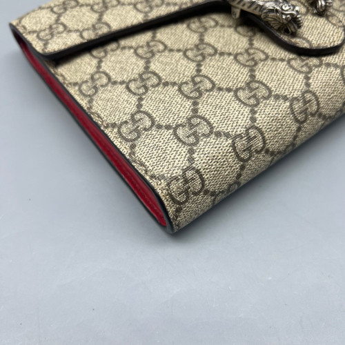 Gucci Mini Dionysus Chain Wallet GG Monogram Beige Brown Gucci Mini Dionysus Chain Wallet GG Monogram Beige Brown