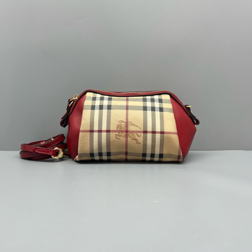 Burberry Crossbody Bag Haymarket Check Calfskin Red Beige Black